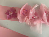 Handmade Baby Pink Bridal Beaded Sash Belt – Chiffon Flower Wedding Dress Belt
