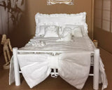Handmade 1:6 Scale Dollhouse Bed Set with Canopy Miniature Bed frame Bedding Pillows
