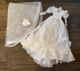 Craftuneed 1:6 Scale Miniature Victorian Style Doll Wedding Dress with Veil and Purse Vintage Ivory Lace Bridal Gown for Fashion Doll