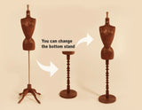 Craftuneed 1:6 Scale Miniature Vintage French Style Wooden Dress Form Mannequin Prop with 2 Interchangeable Bases Doll Furniture