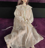 Handmade Victorian Doll Nightgown Miniature Ivory Lace Chiffon Dress 1/6 1/4 1/3 Scale