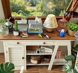 Handmade Dollhouse Side Table Cabinet Shelf Miniature Farmhouse Furniture 1:6 Scale