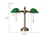 Craftuneed 1:6 Scale Doll Vintage Style Pull Chain Green Desk Lamp with Metal Base Miniature Dollhouse Lighting For Fashion Dolls