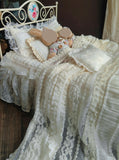 Handmade Vintage Dollhouse Bedding Set Miniature Blanket Pillow 1/12 1/6 1/4 1/3 Scale