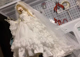 Handmade Victorian Lace Doll Bridal Dress Veil Miniature Outfit For 1/6 1/4 1/3 Scale