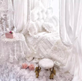Handmade 1:6 Scale Dollhouse Bed Canopy Set French Style Miniature Bedding Frame Mattress & Pillows