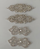 Craftuneed Bundle 4pcs Iron on Silver Rhinestones embellishment motif crystal beads applique patch