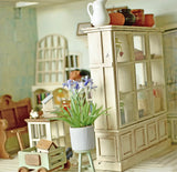 Vintage Style Dollhouse Display Cabinet DIY Kit – 1/6 & 1/12 Scale Miniature Furniture Flat Pack (Unassembled)