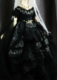 Craftuneed Gothic Queen Doll Dress with Crown Halloween Black Spider Web Witch Gown Costume for 1/6, 1/4, 1/3 Scale Dolls