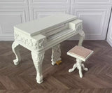 Craftuneed 1:12 Scale Miniature Victorian Style Grand Rectangular Piano &amp; Seat Set Dollhouse Classic Music Room furniture Available in Brown or White