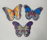 Craftuneed Job lot 3pcs sew on colourful sequins lace applique butterfly lace motif patch