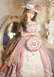 Handmade Victorian Romantic Doll Outfit 1/6 1/4 1/3 Scale Miniature Dress Hat Necklace Handbag