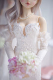 1:3 Scale Doll Wedding Dress Handmade Miniature Mermaid Bridal Lace Gown Veil Outfit