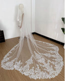 Royal Length Lace Wedding Veil 3.8m Mantilla-Style Cathedral Bridal Veil White