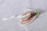 1:6 Scale Doll Hat Mini Straw Hat Handmade Miniature Accessory Lace Ribbon Floral