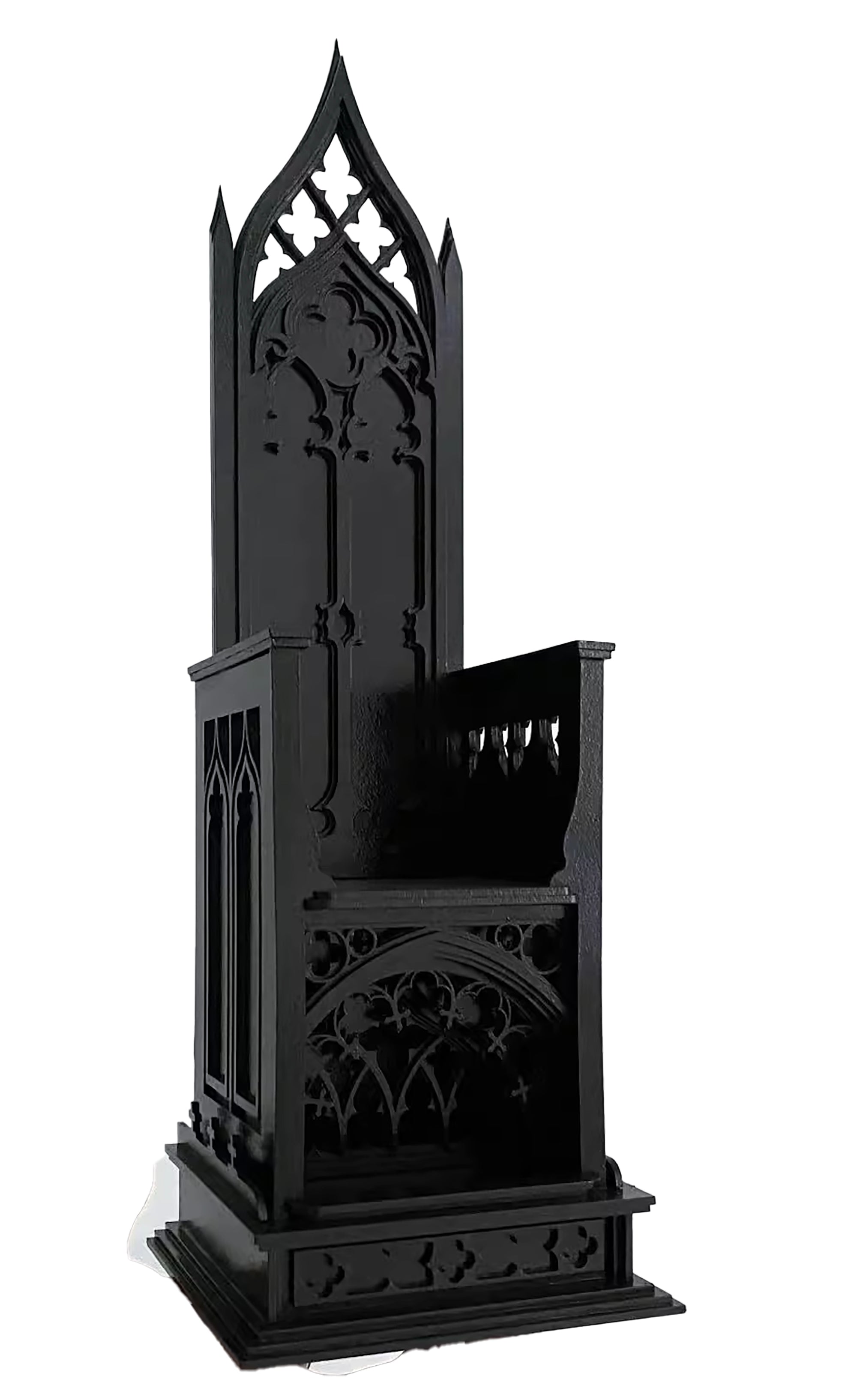 Chaise Trône Gothique Miniature 1:6 Pour Maison De Poupée - Bois, Noir Et Blanc - Fait Main, Neuf
