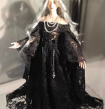 Craftuneed Vintage Lace Doll Dress with Miniature Necklace Set Handmade Custom Fit for 1/6 1/4 1/3 dolls Available black beige white