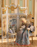 1:6 Scale Dollhouse Folding Screen Handmade Miniature Rococo Room Divider Display