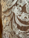 Large Ivory Sequin Lace Applique Bridal Floral Embroidered Lace Motif 79cm