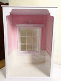Craftuneed 1:6 scale Miniature Dollhouse Vanity Room Scene Includes Dressing Table Stool, Chandelier, Curtain, Dust Cover For Fashion Dolls