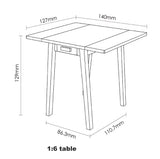 Dollhouse Folding Table and Chair Set Miniature Furniture Dining Set 1/6 1/12 Scales