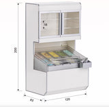 Craftuneed 1:6 Scale Miniature Ice Cream Display Freezer Cabinet with Scoops and Removable Ice Cream Rack Dollhouse Kitchen Furniture