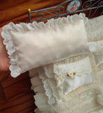 Handmade Miniature Bedding Set Dollhouse French Style Lace Blanket Pillow 1/6 1/4 Scale
