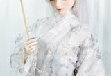 Handmade Doll Silver Floral Kimono Miniature Japanese Style Wedding Outfit 1/4 1/3 Scale