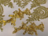 Craftuneed Bundle 8pcs Gold cord sequins floral lace applique embroidered tulle lace motif patch