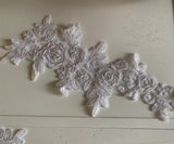 Craftuneed A Mirror pair white beads lace applique sew on embroidered floral sequins lace motif patch