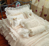 Handmade Miniature Bedding Set Dollhouse French Style Lace Blanket Pillow 1/6 1/4 Scale