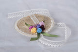 1:6 Scale Doll Hat Mini Straw Hat Handmade Miniature Accessory Lace Ribbon Floral