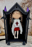 1:6 scale Dollhouse Gothic Wardrobe Handmade Miniature Wooden Cabinet Closet