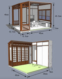 1:6 Scale Japanese Room Miniature Kit - Unpainted Unfurnished Flat Pack Wooden Dollhouse Scene Craft Supply