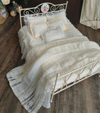 Handmade Vintage Dollhouse Bedding Set Miniature Blanket Pillow 1/12 1/6 1/4 1/3 Scale