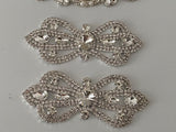 Craftuneed Bundle 4pcs Iron on Silver Rhinestones embellishment motif crystal beads applique patch