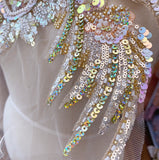 Iridescent Sequin Beaded Lace Applique Set Embroidery Motif for Couture Sewing DIY
