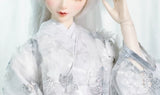 Handmade Doll Silver Floral Kimono Miniature Japanese Style Wedding Outfit 1/4 1/3 Scale