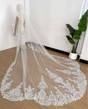 Royal Length Lace Wedding Veil 3.8m Mantilla-Style Cathedral Bridal Veil White