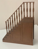 Handmade 1:6 miniature dollhouse brown wood stairs with right hand balustrade doll furniture