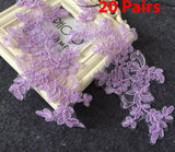 20 Pairs Embroidered Lace Appliques, Floral Tulle Lace Motifs Patch, Sewing Craft Supply