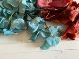 Craftuneed Bundle 34 bunches fabric floral petals sew on glue on hydrangeas flower petals green blue purple wine