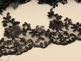 Craftuneed Bundle 8.6Meter or 3.7Meters or 1.2Meter black sequins lace trim embroidered dress lace trimming