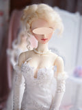 1:3 Scale Doll Wedding Dress Handmade Miniature Mermaid Bridal Lace Gown Veil Outfit