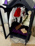 1:6 scale Dollhouse Gothic Wardrobe Handmade Miniature Wooden Cabinet Closet