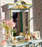 Handmade Dollhouse 1:12 Scale Hall Table & Mirror Miniature Wooden Entryway Furniture