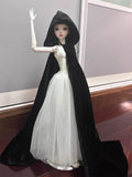Handmade Black Hooded Doll Cloak Gothic Robe Cape (1/6, 1/4, 1/3 Scale)