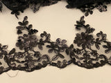 Craftuneed Bundle 8.6Meter or 3.7Meters or 1.2Meter black sequins lace trim embroidered dress lace trimming