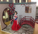 Craftuneed 1:6 Scale Dollhouse Traditional Japanese Style Wooden Arch Bridge Miniature Diorama Garden Decor For Fashion Dolls
