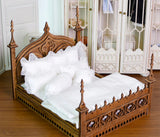 DIY Gothic Dollhouse Bed Frame Bedding Kit Miniature Furniture Unassembled 1/6 1/12 Scale